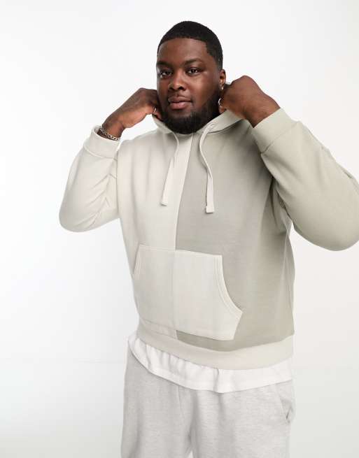 Sudadera gris con capucha y diseño color block dividido de Another