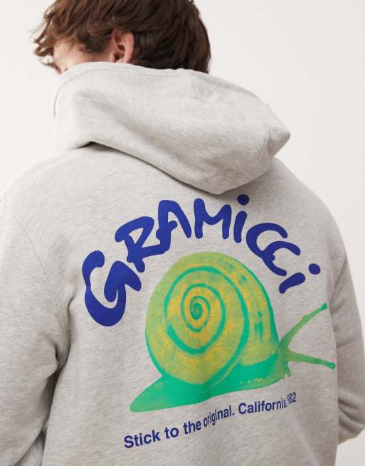 Sudadera gris con capucha y estampado gráfico de caracol de Gramicci , 3 de 4