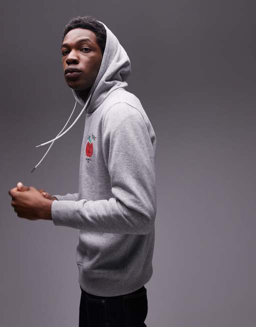 Sudadera gris con capucha y estampado 