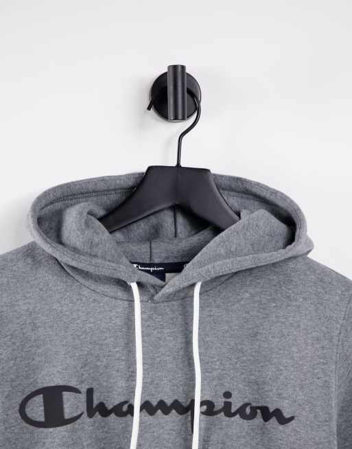 Sudadera gris con capucha y logo de Champion ASOS