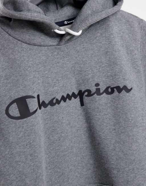 Sudadera gris con capucha y logo de Champion ASOS