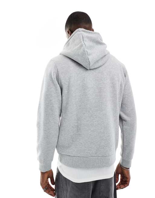 Sudadera gris con capucha y logo pequeño en el pecho de JJ Rebel, 3 de 4