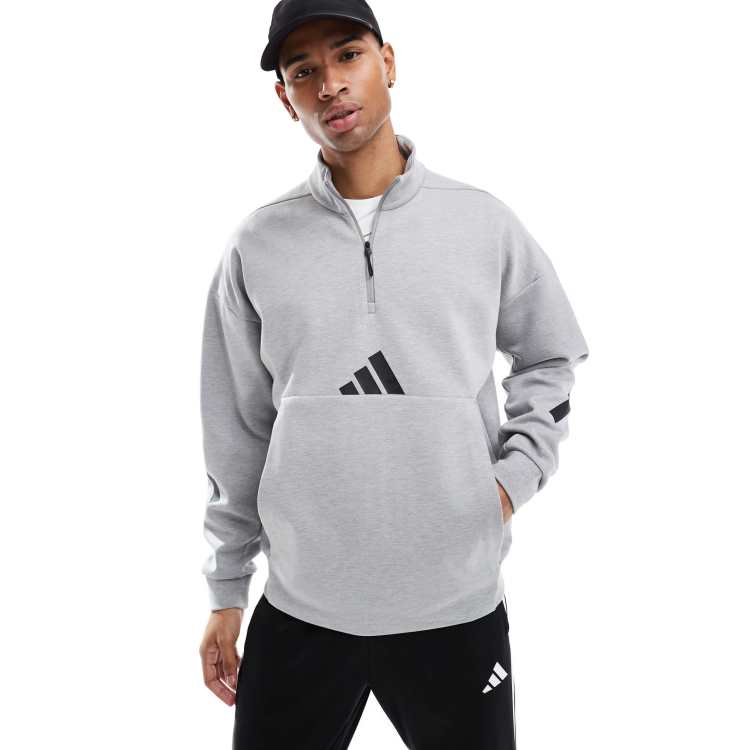 Sudadera gris con cremallera corta Z.N.E. de adidas Performance | ASOS
