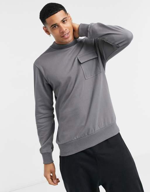 Sudadera gris con cuello alto y detalle de bolsillo utilitario de Another Influence (parte de un conjunto), 3 de 4