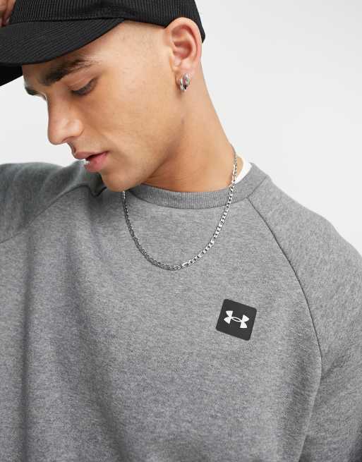 Sudadera gris con cuello redondo de felpa Rival de Under Armour