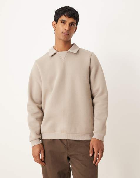 Sudadera gris con cuello tipo polo de canalé de ASOS DESIGN - view 1
