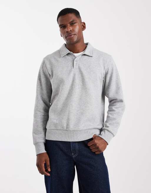 Sudadera gris con cuello tipo polo de JJ Rebel