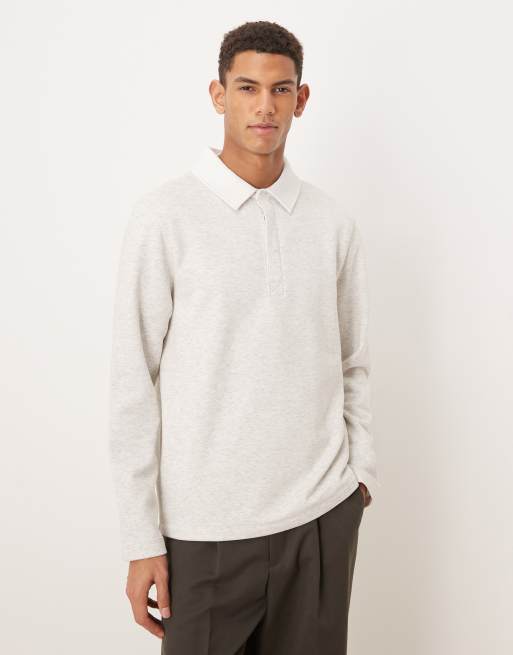 Sudadera gris con cuello tipo polo en contraste de ASOS DESIGN