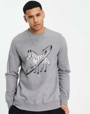 Sudadera gris con estampado de cebra de PS Paul Smith 