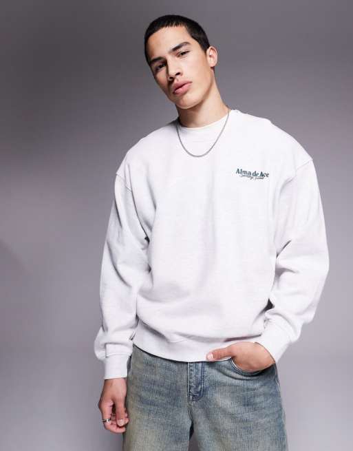 Sudadera gris con estampado gráfico en la espalda de tejido de 420 g/m2 de Alma de Ace, 2 de 4