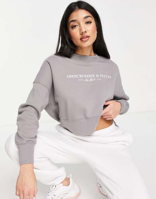 Sudadera gris con logo de Abercrombie & Fitch 