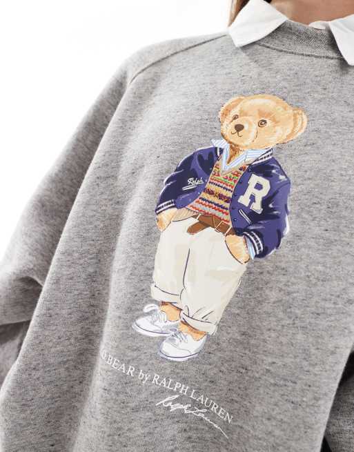 Sudadera gris con logo de oso de Polo Ralph Lauren, 2 de 4