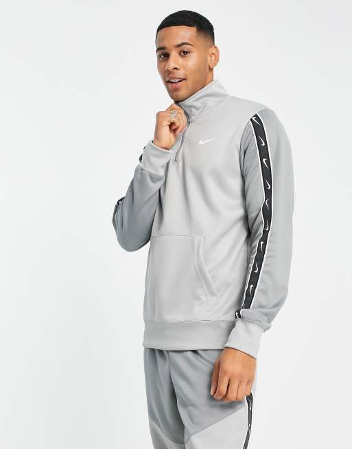 Sudadera gris con media cremallera de punto de poliéster Repeat Pack de Nike
