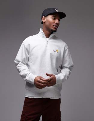 Sudadera gris con media cremallera y logo de texto American de Carhartt WIP - view 1
