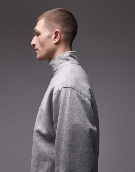 Sudadera gris con media cremallera y logo de texto American de Carhartt WIP, 4 de 5