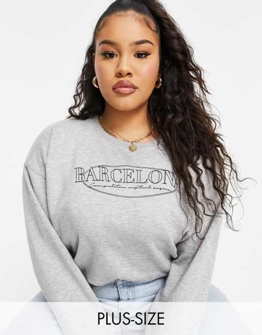 Sudadera gris con nombre de ciudad estampado de Lasula Plus