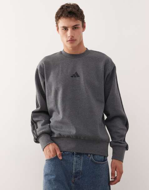 Sudadera gris con tres rayas de felpa de adidas Sportswear - view 1