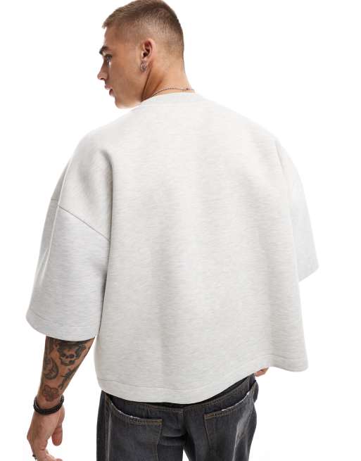Sudadera gris de manga corta de tejido grueso efecto neopreno de ASOS DESIGN, 4 de 4