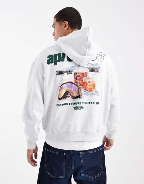 Sudadera gris deportivo jaspeado de corte cuadrado con capucha y estampado de Cotton On - view 1