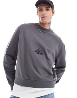 Sudadera gris estampada de corte cuadrado de ASOS DESIGN - view 1