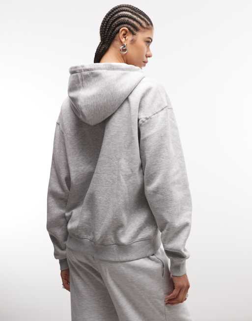 Sudadera gris estándar con capucha y cremallera Essence de Weekday, 4 de 4
