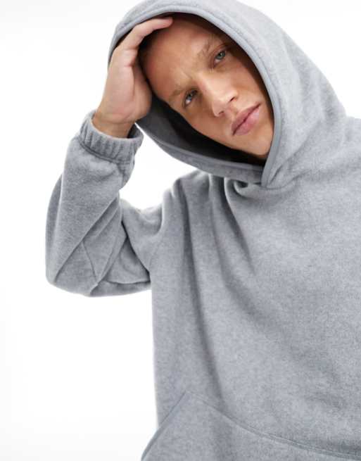 Sudadera gris extragrande con capucha de felpa de ASOS DESIGN