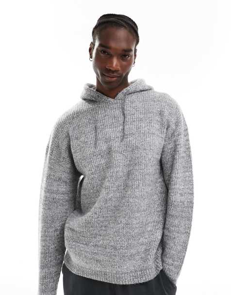 Sudadera gris extragrande con capucha de punto grueso de COLLUSION - view 1
