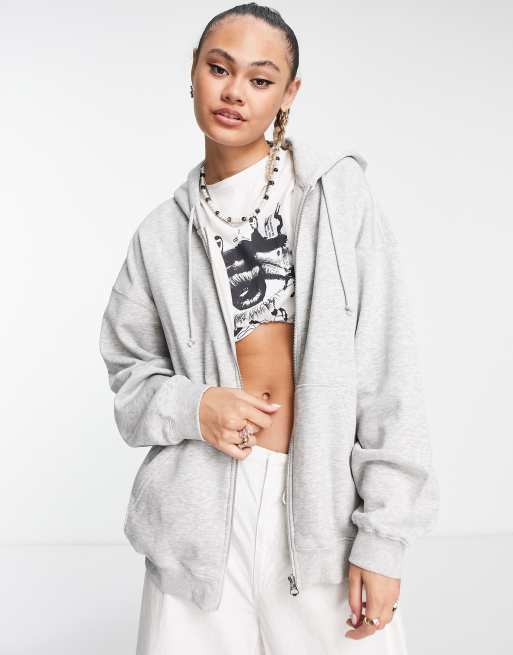 Sudadera gris extragrande con capucha de Weekday