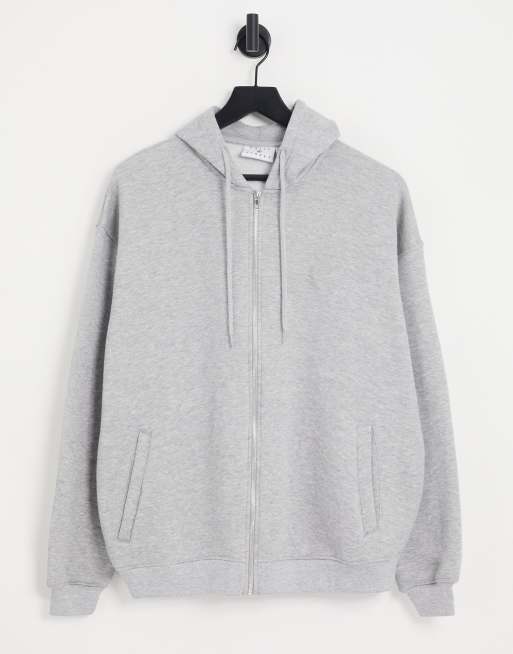 Sudadera gris extragrande con capucha y cierre de cremallera de Daisy Street