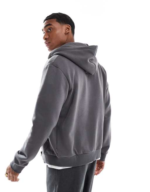 Sudadera gris extragrande con capucha y cremallera de Jack & Jones, 2 de 4