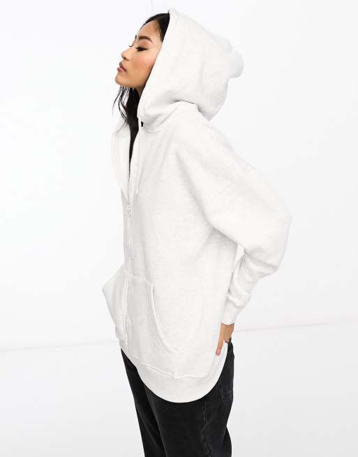 Sudadera gris extragrande con capucha y cremallera de New Look
