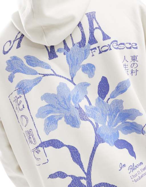 Sudadera gris extragrande con capucha y estampado en el pecho y la espalda de ASOS DESIGN, 2 de 4
