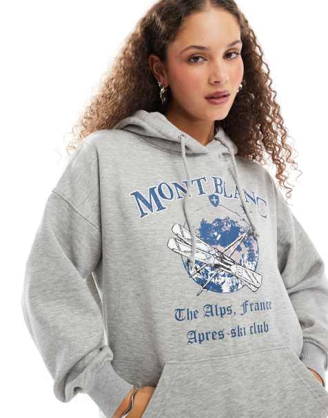 Sudadera gris extragrande con capucha y estampado "Mont Blanc" de Daisy Street - view 1