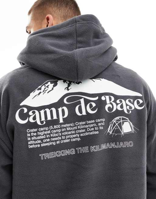 Sudadera gris extragrande con capucha y estampado trasero de felpa Base Camp de ONLY & SONS , 2 de 4