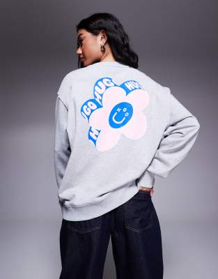 Sudadera gris extragrande con estampado floral de Hugo Blue - view 1