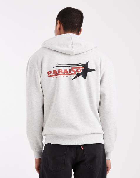 Sudadera gris hielo jaspeado con capucha y estampado deportivo de ASOS DESIGN - view 1