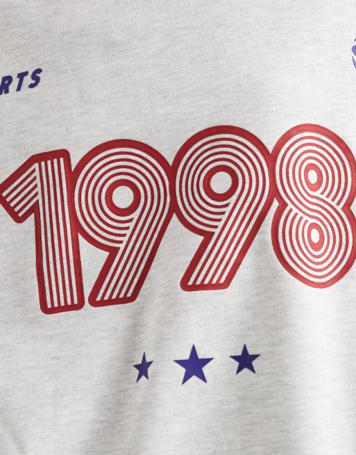 Sudadera gris hielo jaspeado extragrande con gráfico deportivo "1998" de ASOS DESIGN, 3 de 4
