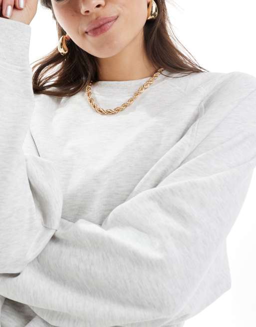 Sudadera gris hielo jaspeado extragrande con mangas raglán de ASOS DESIGN, 3 de 4