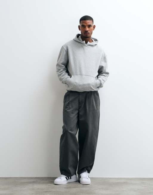 Sudadera gris jaspeado básica holgada con capucha de ASOS DESIGN, 3 de 5