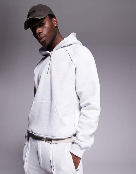 Sudadera gris jaspeado con capucha, logo y costuras sin rematar de The Couture Club (parte de un conjunto) - view 1