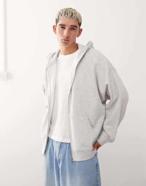 Sudadera gris jaspeado con capucha y cremallera de COLLUSION - view 1