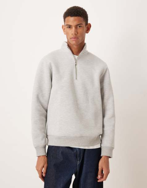 Sudadera gris jaspeado con cremallera corta de tejido grueso efecto neopreno de ASOS DESIGN - view 1