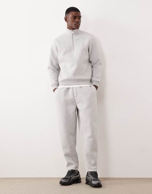 Sudadera gris jaspeado con cremallera corta de tejido grueso efecto neopreno de ASOS DESIGN, 2 de 5