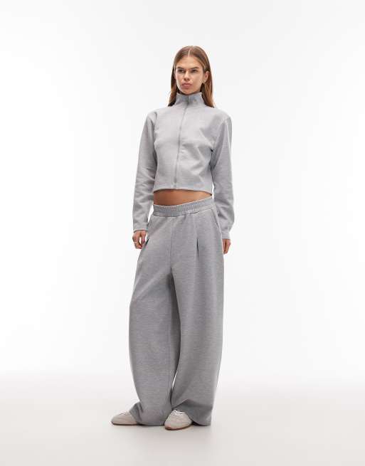 Sudadera gris jaspeado con cuello alto y cremallera de tejido entrelazado de ASOS DESIGN (parte de un conjunto), 2 de 4