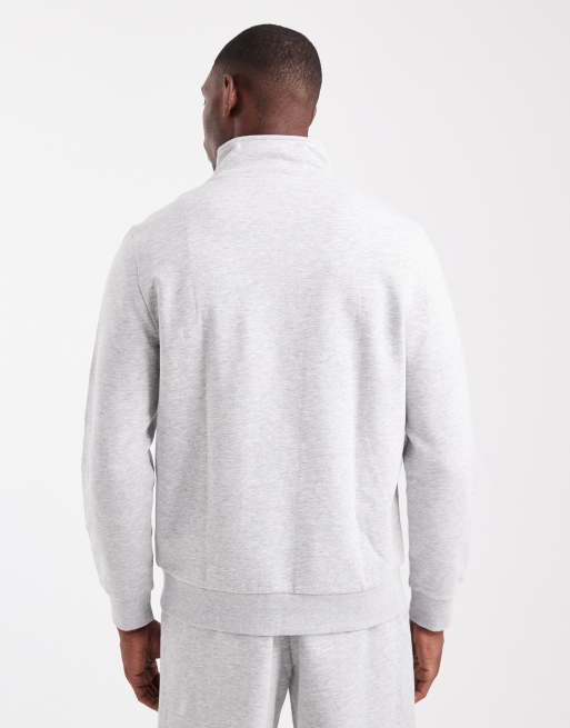 Sudadera gris jaspeado con cuello alzado y cremallera corta de New Look , 3 de 5