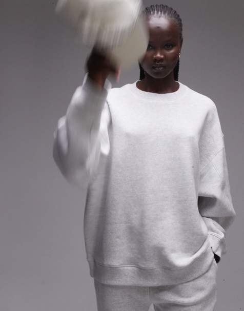 Sudadera gris jaspeado con detalle de costuras premium de Topshop - view 1