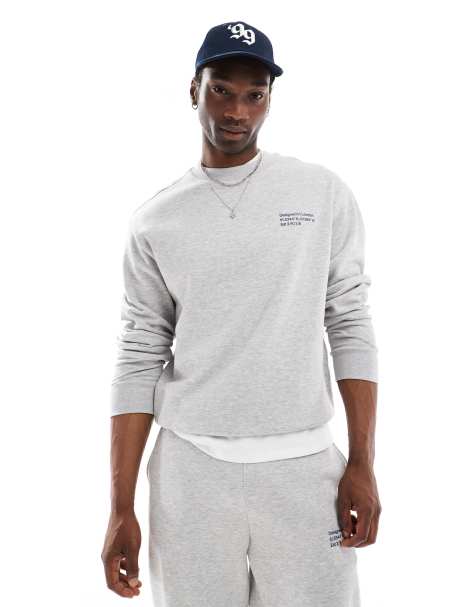 Sudadera gris jaspeado con estampado de coordenadas de COLLUSION (parte de un conjunto) - view 1