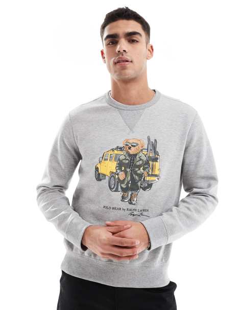 Sudadera gris jaspeado con estampado de oso protector de Polo Ralph Lauren - view 1
