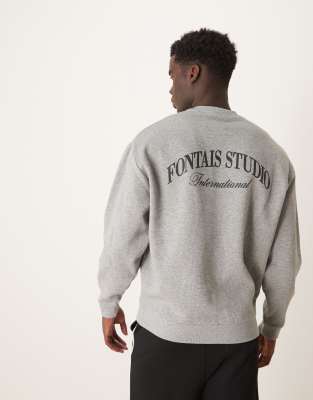 Sudadera gris jaspeado con estampado "Studios" en el pecho y la espalda de ASOS DESIGN - view 1