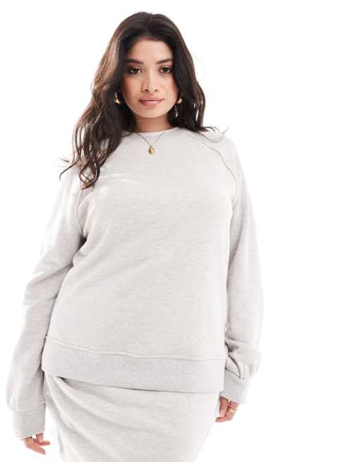 Sudadera gris jaspeado con mangas anchas exclusiva de 4th & Reckless Plus (parte de un conjunto)